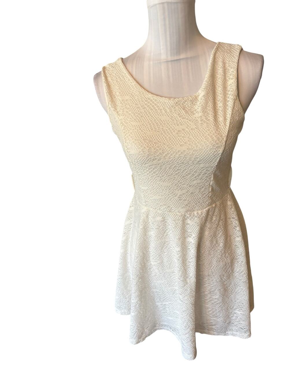 Cream Lace Covered A-Line Dress Size 10